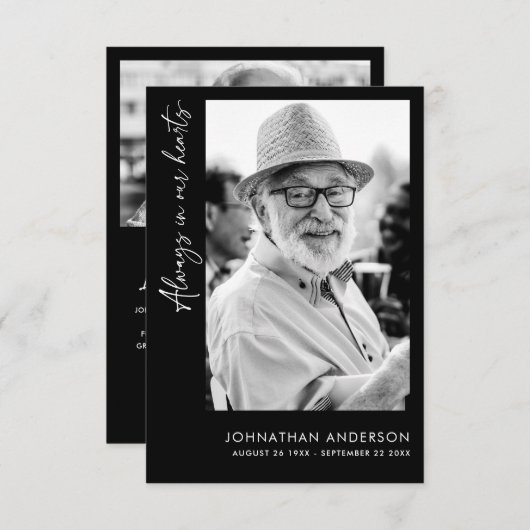 常に私たちのハートで2写真葬儀/メモリアル サンキューカード (正面/裏面)