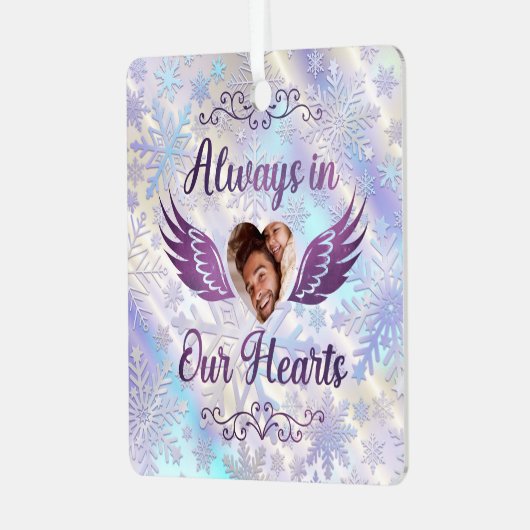 常に私たちのハートパーソナライズされた- Memorial Photo メタルオーナメント (正面左)