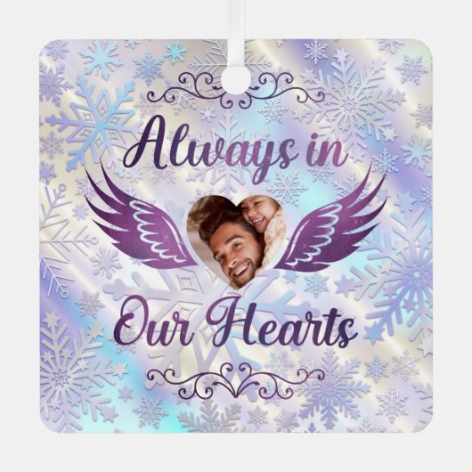 常に私たちのハートパーソナライズされた- Memorial Photo メタルオーナメント (正面)