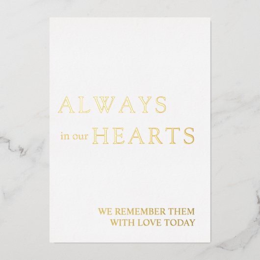 常に私たちのハートミニマル結婚リストのサイン 箔シーズンカード (正面)