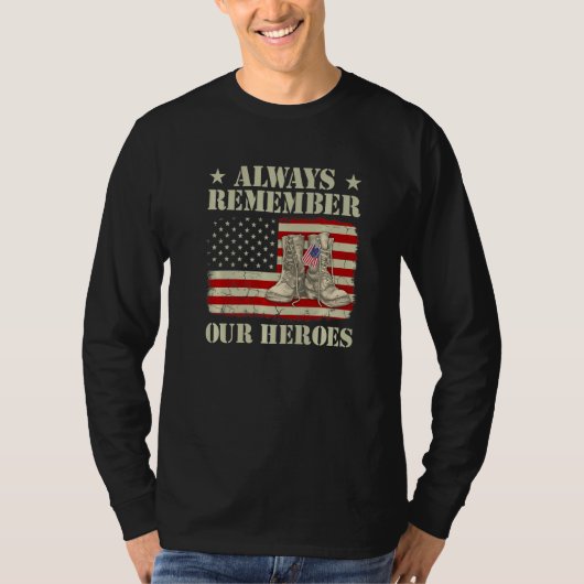 常に私たちのヒーローの戦闘靴を覚えて退役軍人D Tシャツ (正面)
