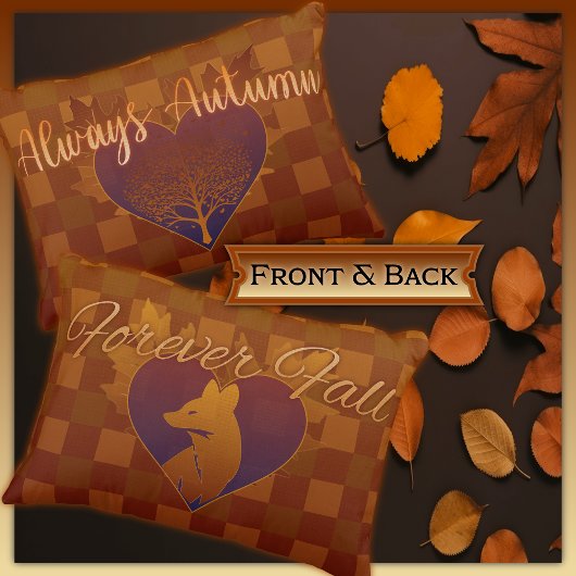 常に秋、永遠の秋キツネと木 アクセントクッション