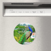 常に美しい青い緑の孔雀の写真を輝く マグネット (インサイチュ (食洗機))