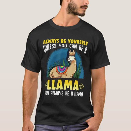 常に自分でいようラマかわいいラマ Tシャツ (正面)