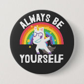 常に自分自身lgbtqプライドレインボーユニコーン 缶バッジ (正面)