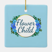 常に花の子の青の植物フローラ セラミックオーナメント (裏面)