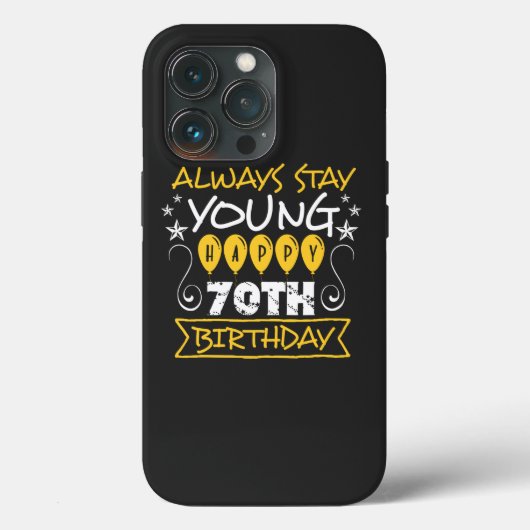 常に若い幸せ70歳の誕生日引用文 Case-Mate iPhoneケース (裏面)