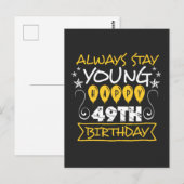 常に若くハッピーを忘れず 49歳の誕生日名言 ポストカード (正面/裏面)