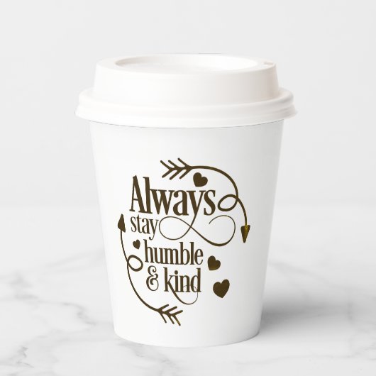 常に謙虚で親切なハートと矢印 紙コップ (正面)