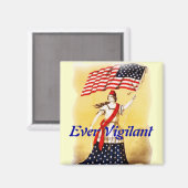 「常に警戒する」愛国的ヴィンテージ マグネット (正面/裏面)