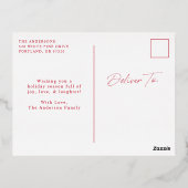 常に赤メリー色のミニマル写真 箔シーズンポストカード (裏面)