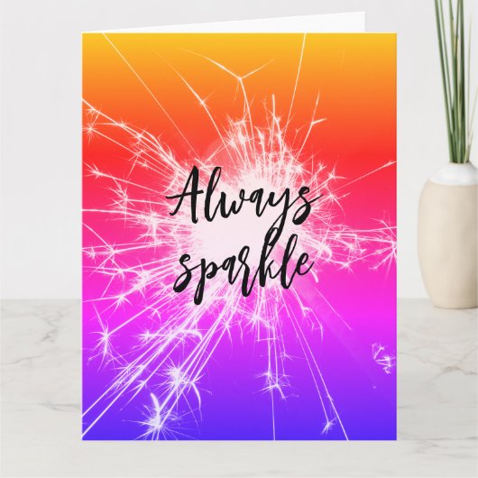 常に輝くやる気を起こさせるピンク、紫オレンジ カード (正面)