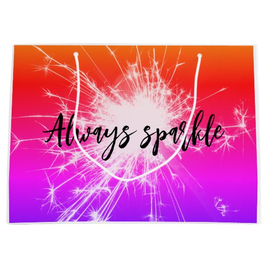 常に輝くやる気を起こさせるピンク、紫オレンジ ラージペーパーバッグ (正面)