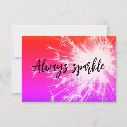 常に輝くスパーラーのピンクの紫のオレンジ サンキューカード (正面)
