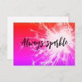 常に輝くスパーラーのピンクの紫のオレンジ サンキューカード (正面/裏面)