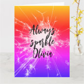 常に輝く モチベーション ピンク カスタム名 カード (黄色い花)