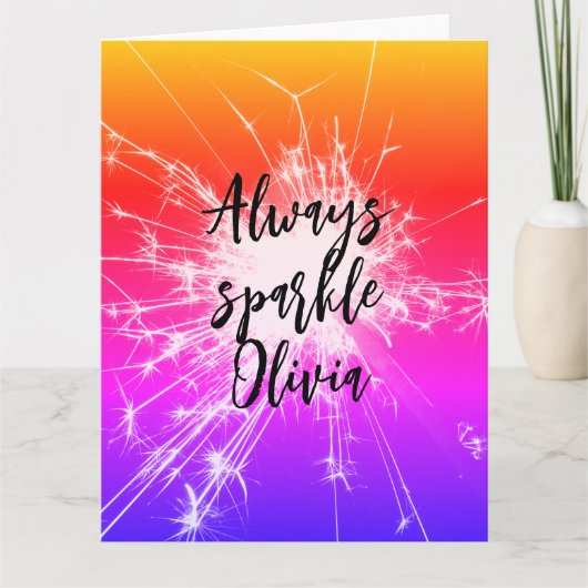 常に輝く モチベーション ピンク カスタム名 カード (正面)