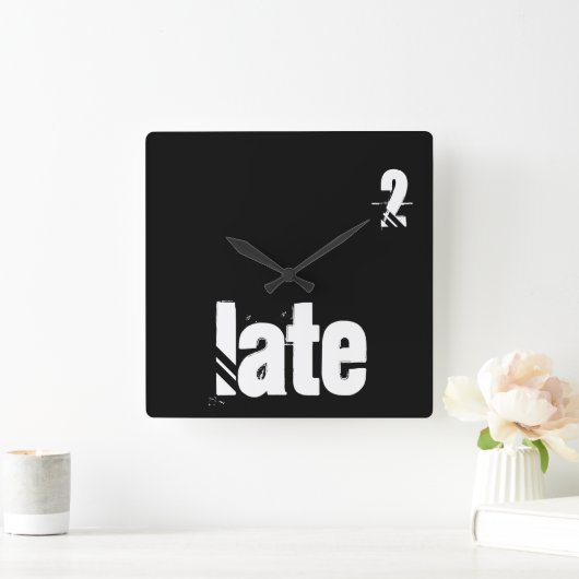 常に遅い時間の引用文タイポグラフィ おもしろい スクエア壁時計 (ホーム)