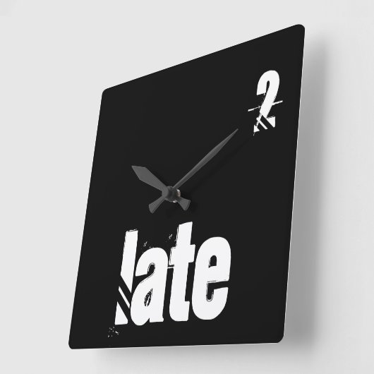 常に遅い時間の引用文タイポグラフィ おもしろい スクエア壁時計 (傾斜)