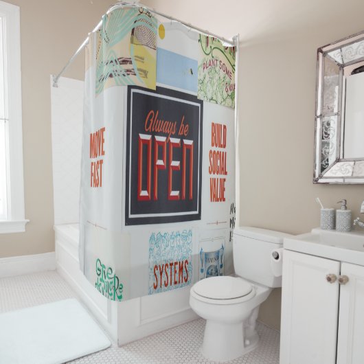 常に開いているやる気を起こさせる感動的、 シャワーカーテン (インサイチュ)