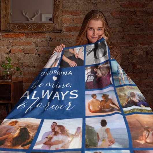 常に青い写真と永遠のコラージュ フリースブランケット