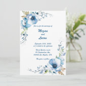常に青：パーソナライズされた結婚式招待状 招待状 (スタンド正面)