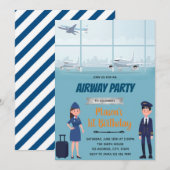 常に飛行機の誕生日テーマ招待状 招待状 (正面/裏面)