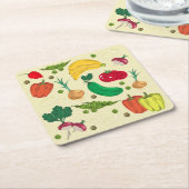 常に食べお野菜コースターセット スクエアペーパーコースター (アングル)