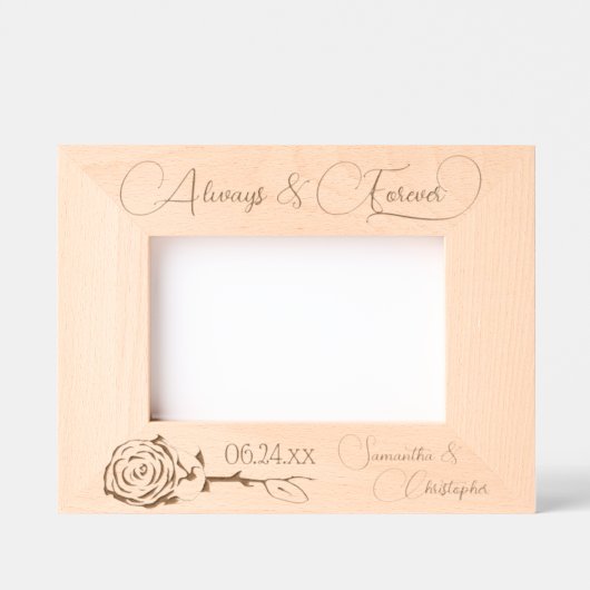 常に&永久エレガントバラ小結婚さい レーザー彫刻フレーム (正面)