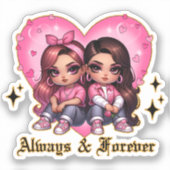 常に&永遠に友達の最高の女の子のギフト シール (正面)