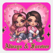 常に&永遠に友達の最高の女の子のギフト スクエアシール (正面)