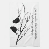 常にBirdsとのハート引用文の友人 キッチンタオル (縦)