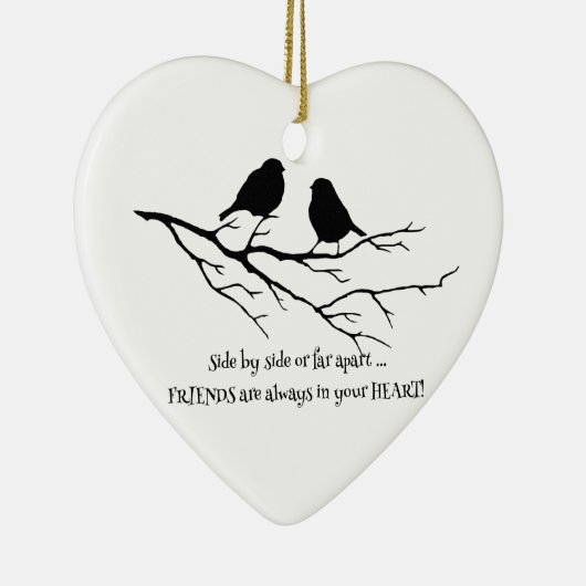 常にBirdsとのハート引用文の友人 セラミックオーナメント (右)