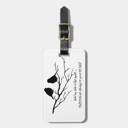 常にBirdsとのハート引用文の友人 ラゲッジタグ (正面縦)
