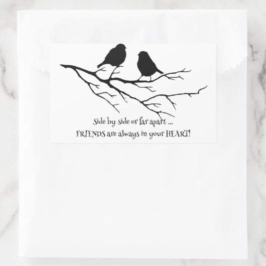 常にBirdsとのハート引用文の友人 長方形シール (バッグ)