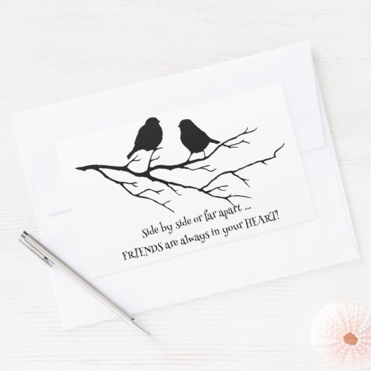 常にBirdsとのハート引用文の友人 長方形シール (封筒)