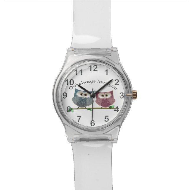 常のフクロウ愛のかわいいフクロウの芸術の腕時計 腕時計 (クローズアップ)