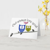 常のフクロウ愛のかわいいフクロウの芸術 カード (黄色い花)