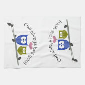 常のフクロウ愛のかわいいフクロウの芸術 キッチンタオル (横)