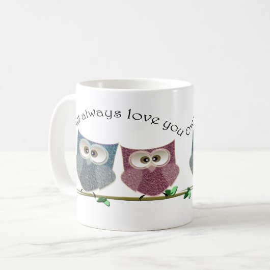 常のフクロウ愛のかわいいフクロウの芸術 コーヒーマグカップ (正面左)