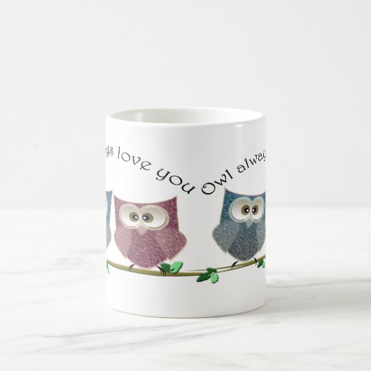 常のフクロウ愛のかわいいフクロウの芸術 コーヒーマグカップ (中央)