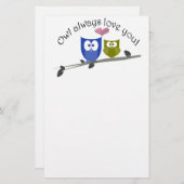 常のフクロウ愛のかわいいフクロウの芸術 便箋 (正面/裏面)