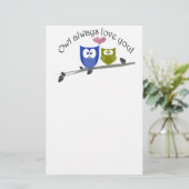 常のフクロウ愛のかわいいフクロウの芸術 便箋 (スタンド正面)