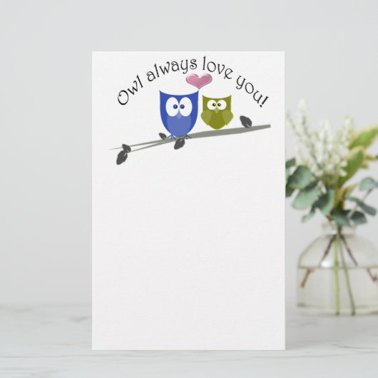 常のフクロウ愛のかわいいフクロウの芸術 便箋 (スタンド正面)