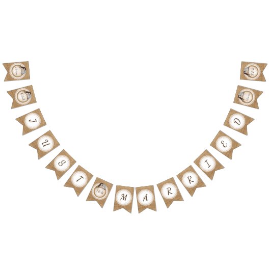 常のフクロウ愛カジュアルな結婚式のたった今結婚しました バンティングフラッグ (全)