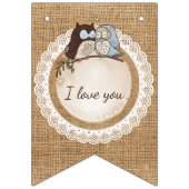 常のフクロウ愛カジュアルな結婚式のたった今結婚しました バンティングフラッグ (第1の旗)