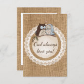 常のフクロウ愛カジュアルな結婚RSVP 出欠カード (正面/裏面)