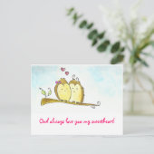 常のフクロウ愛バレンタイン シーズンポストカード (スタンド正面)