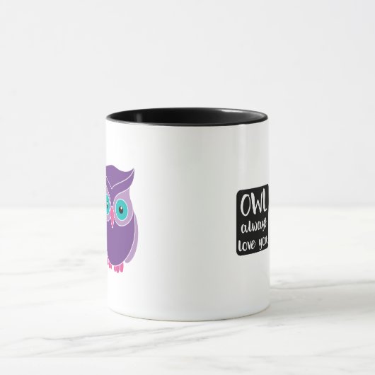 常のフクロウ愛甘い紫色のフクロウの漫画 マグカップ (中央)