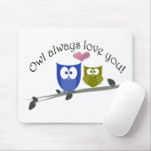 常のフクロウ愛3Dハートとの、 マウスパッド (マウス)